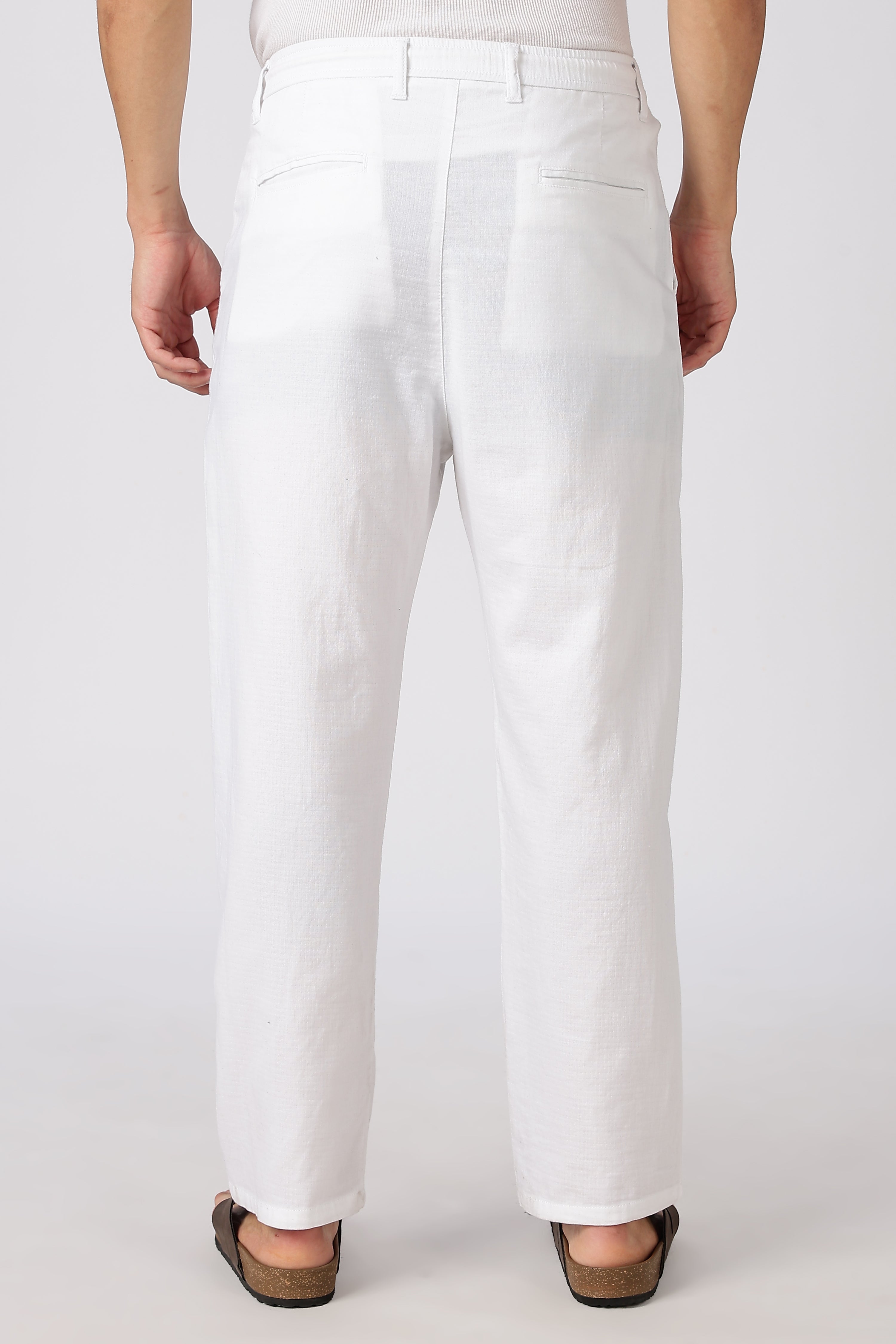 Stand at Ease 100% Cotton Straight Fit White Pant