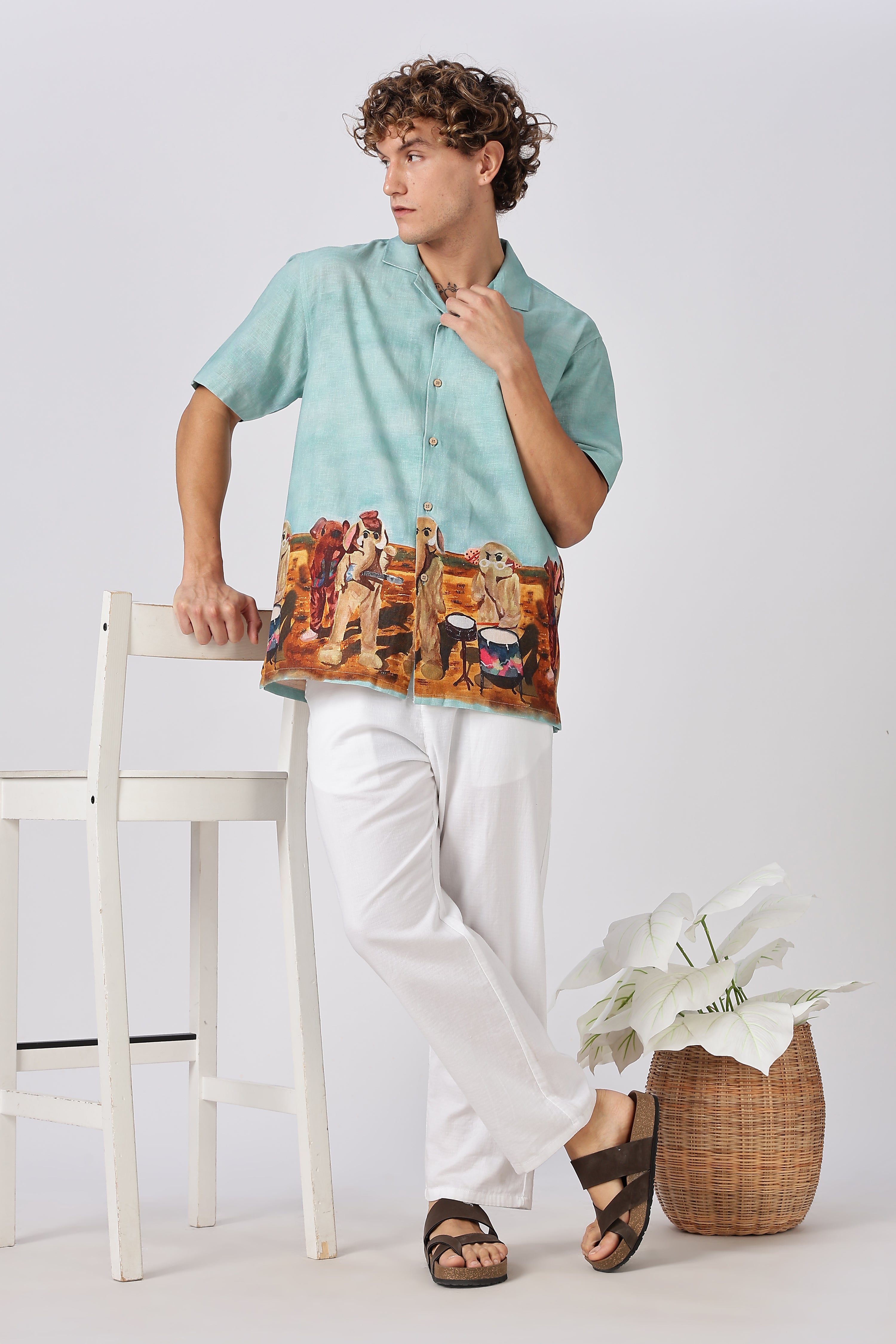 Stand at Ease 100% Cotton Straight Fit White Pant