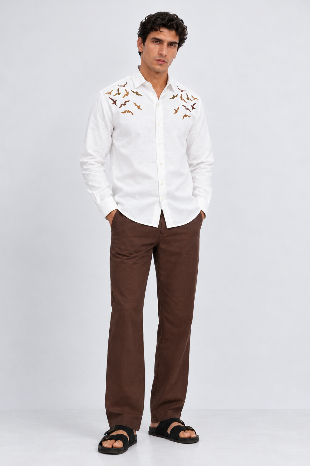 Internet's Viral Cotton Regular Fit White Embroidery Shirt