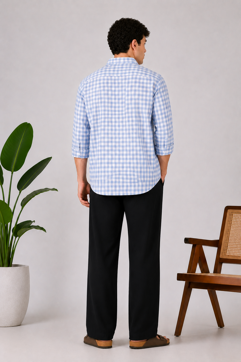 Classic Structured Parallel Fit Black Pants