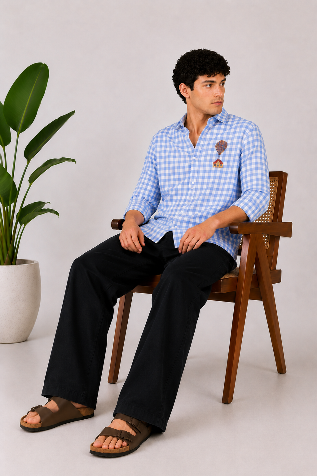 Classic Structured Parallel Fit Black Pants