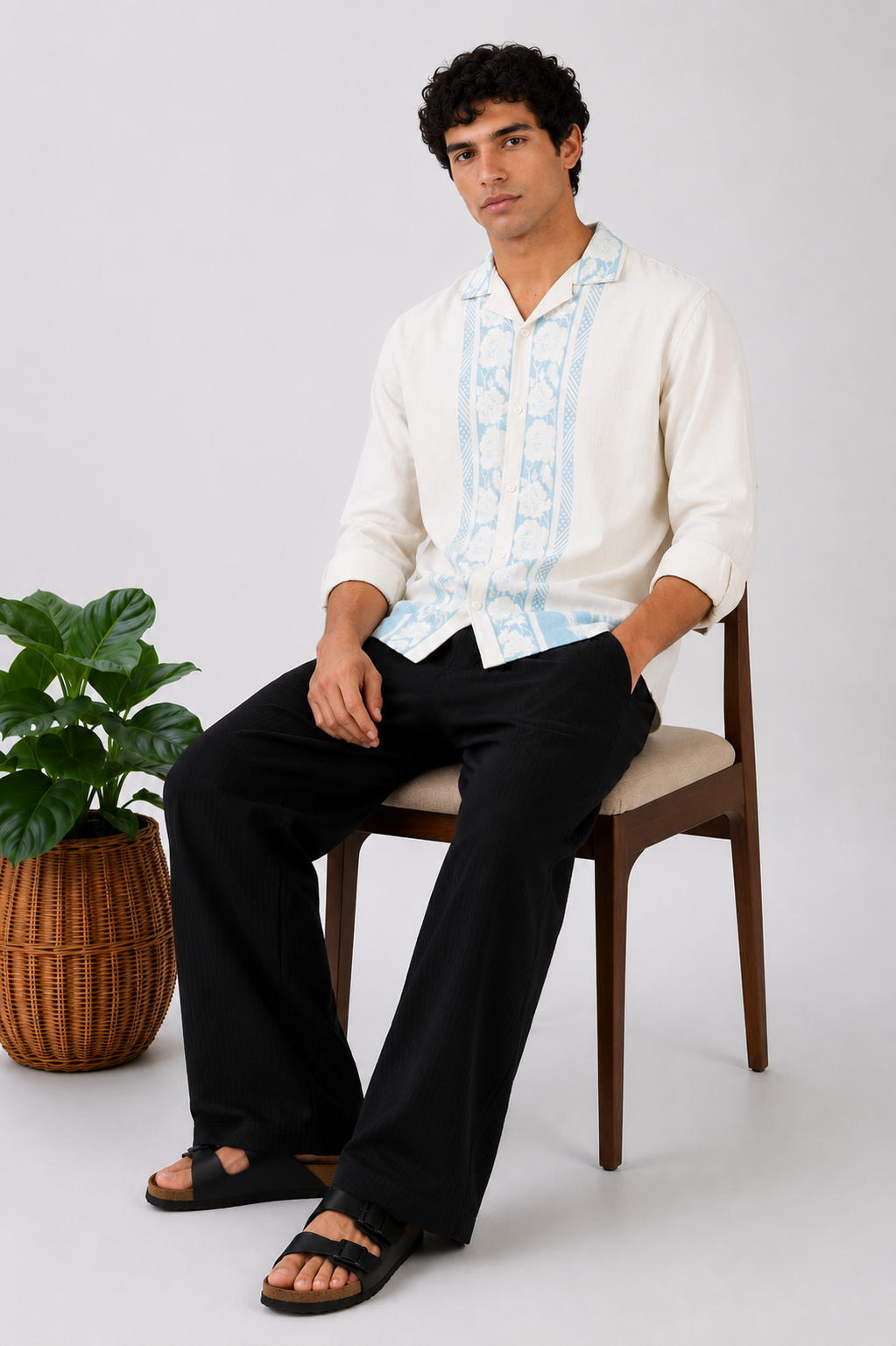 Black and Beigel 100% Cotton Co-ord Set outfit for men