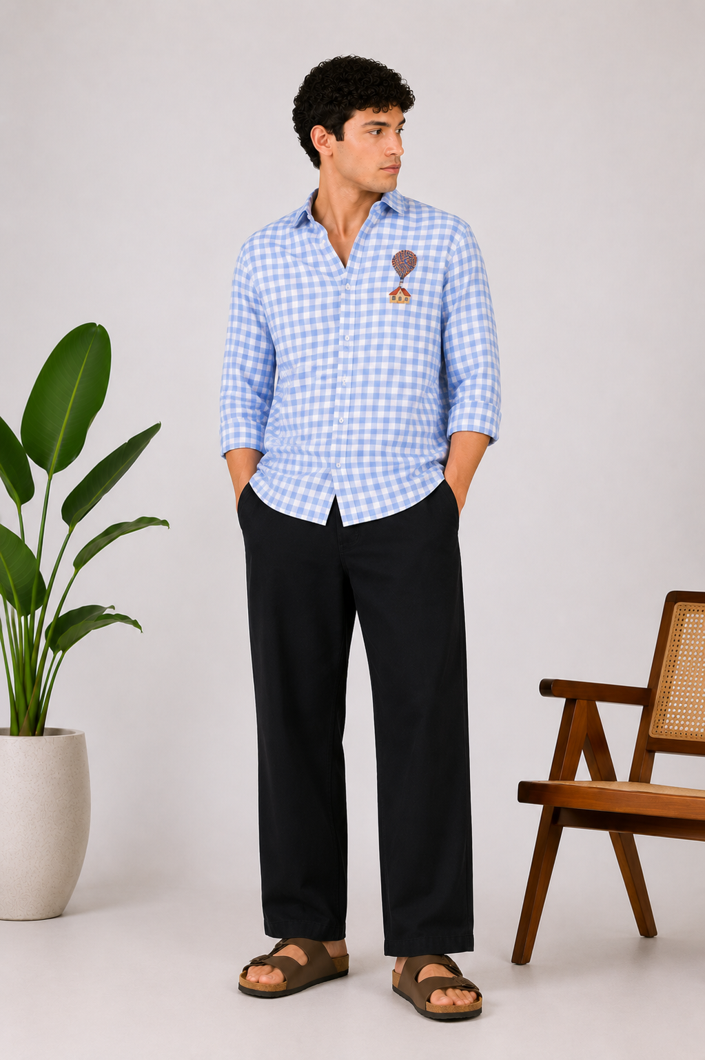 Classic Structured Parallel Fit Black Pants