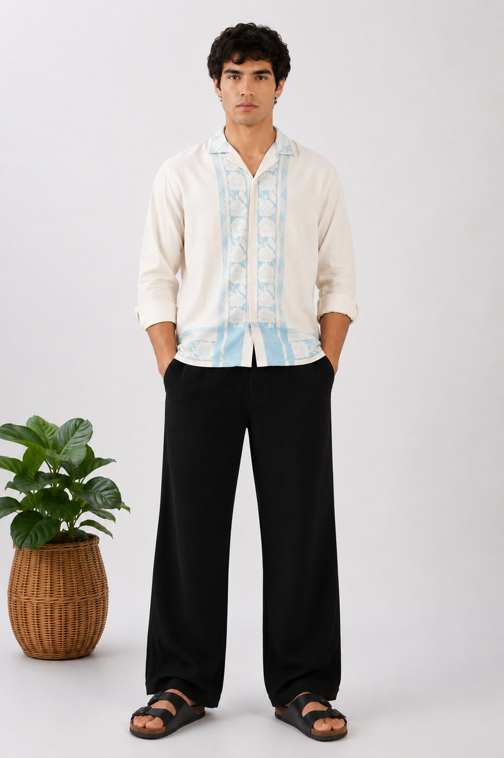 Black and Beigel 100% Cotton Co-ord Set outfit for men