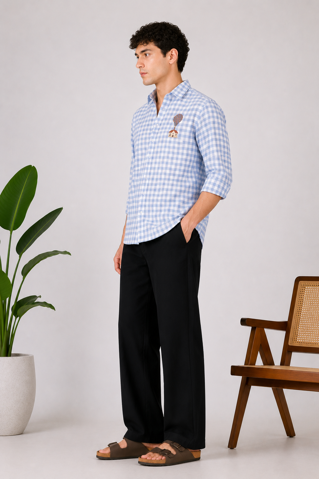 Classic Structured Parallel Fit Black Pants