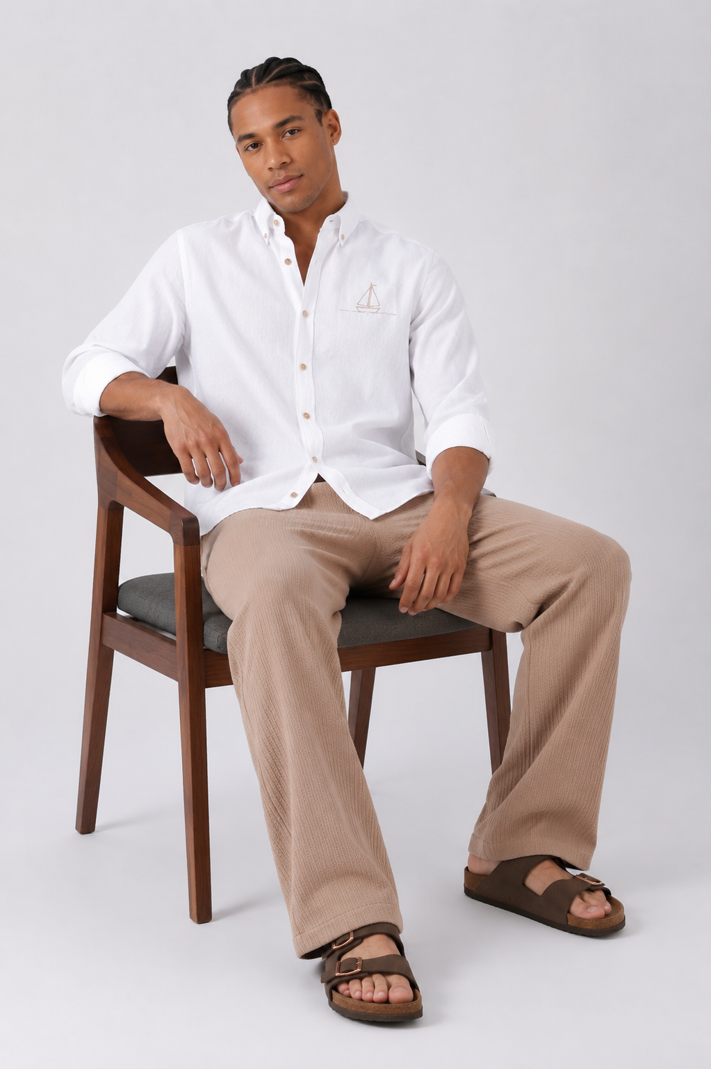 White & Beige Old Money Co-ordinated Outfit for men