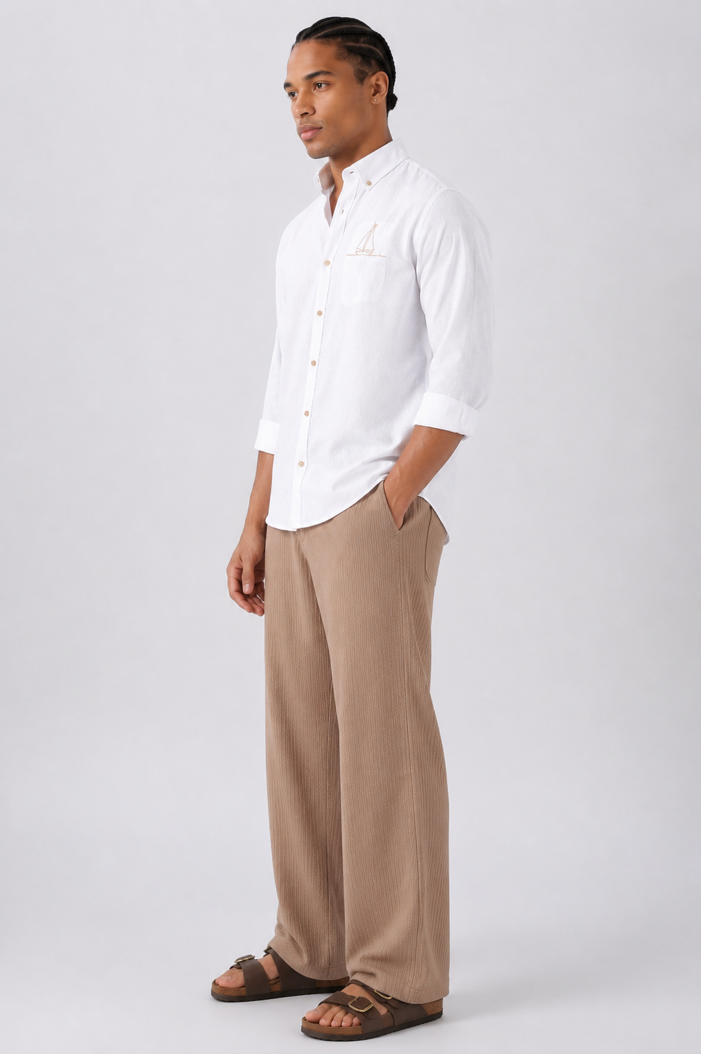 White & Beige Old Money Co-ordinated Outfit for men