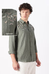 Internet's Viral Cotton Regular Fit Olive Embroidered Shirt