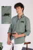 Jungle Prowl Cotton Regular Fit Green Striped Shirt