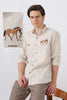 Equestrian Stroll Cotton Regular Fit Beige Striped Shirt