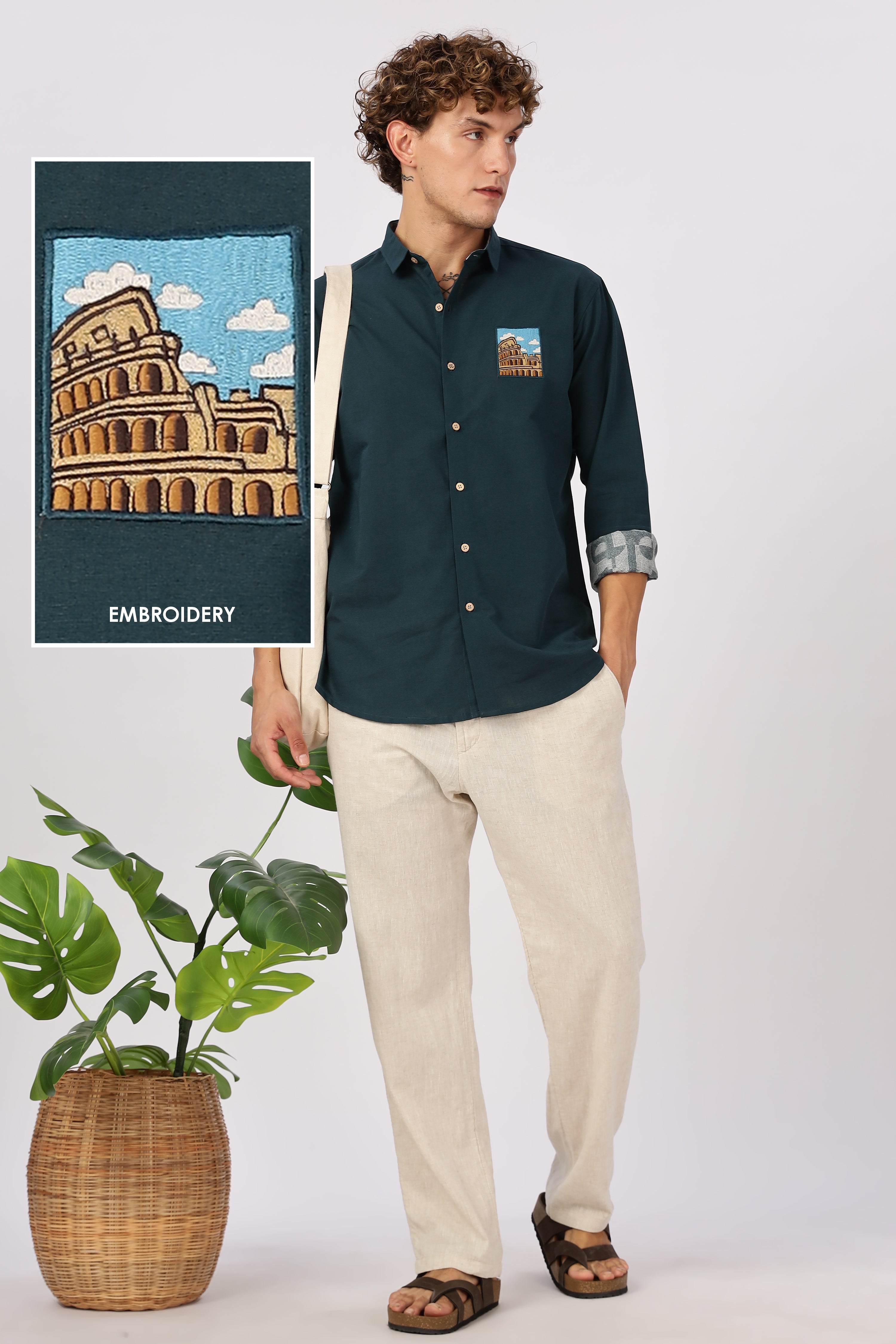 Roman Colosseum Vista Embroidered Shirt