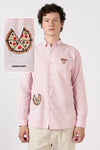 Café Sundown Slice Cotton Regular Fit Pink Embroidered Shirt