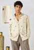 Blueberry Cotton Regular Fit Beige Embroidered Shirt