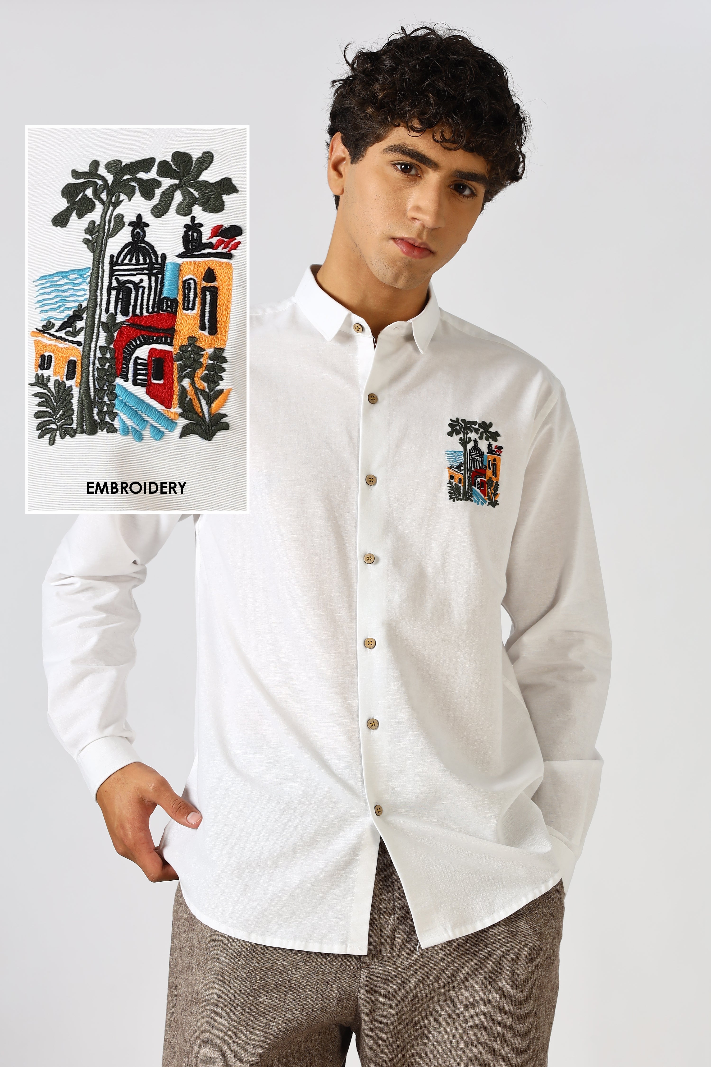 The Tuscany Escape White Embroidered Shirt