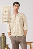Heritage Yellow Grid Cotton Box Fit Beige Embroidered Shirt