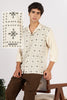 Heritage Grid Cotton Box Fit Beige Embroidered Shirt