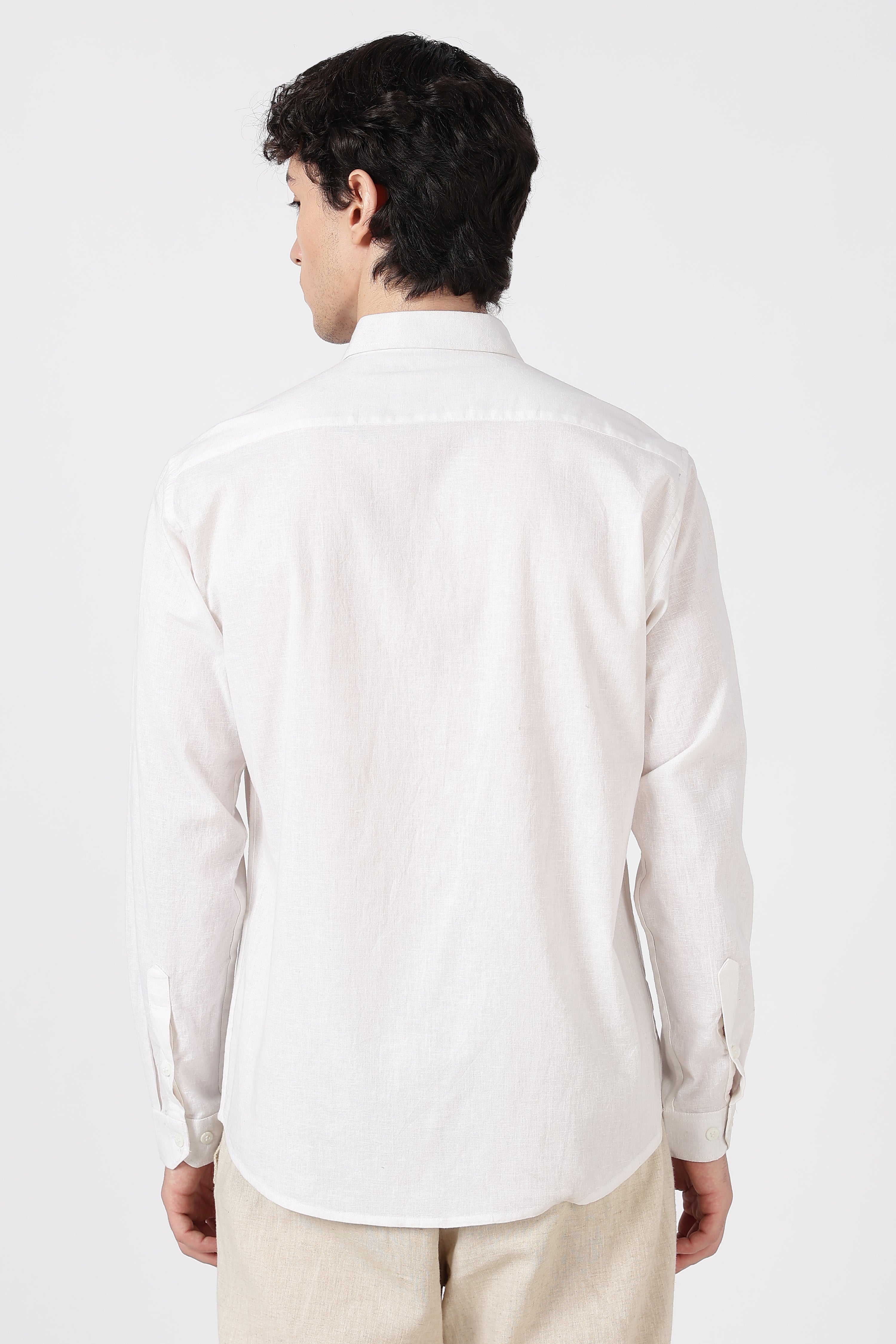Monaco Circuit Cotton Regular Fit White Embroidered Shirt