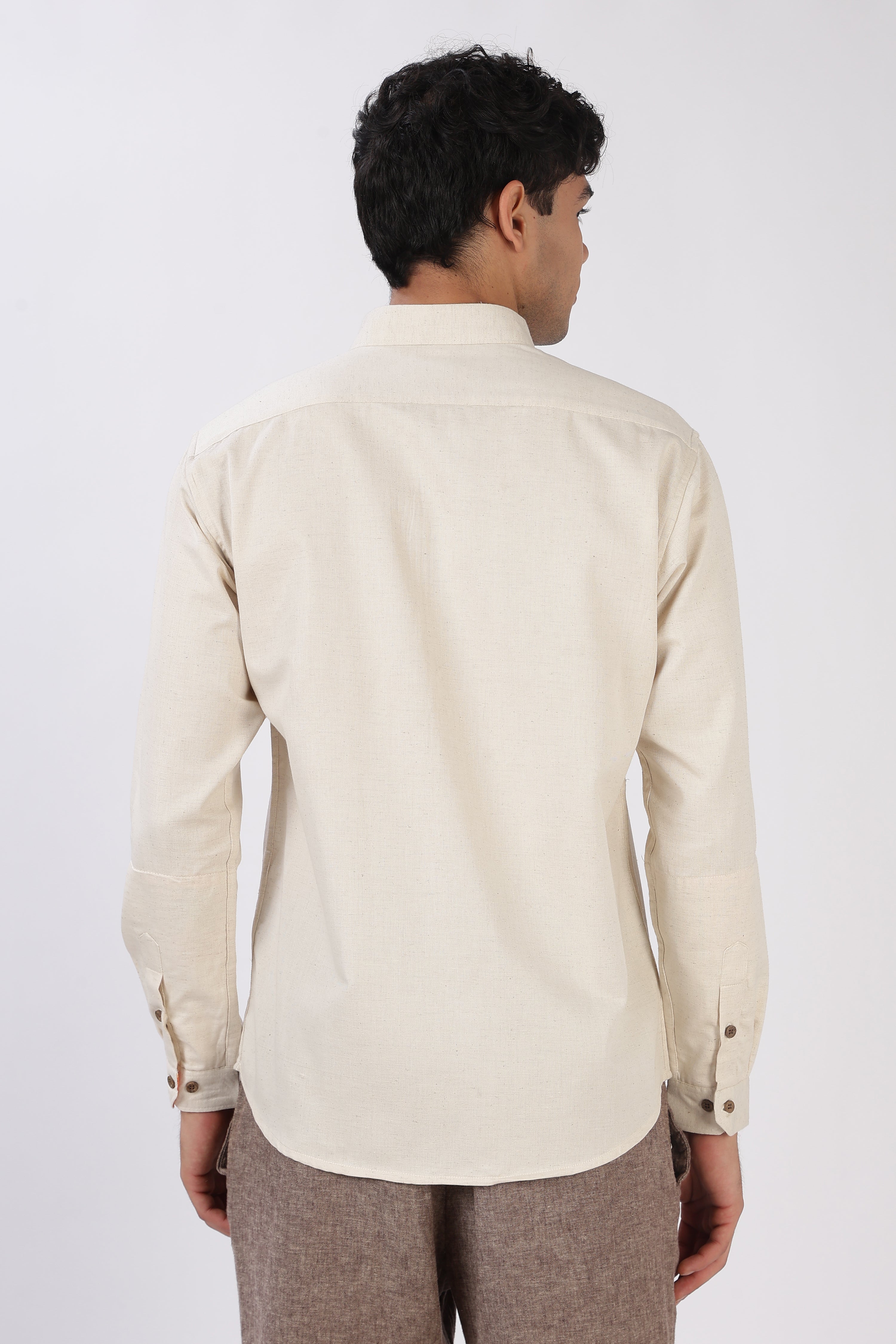 Hammock Escape Cotton Regular Fit Beige Embroidered Shirt