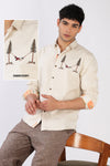 Hammock Escape Cotton Regular Fit Beige Embroidered Shirt