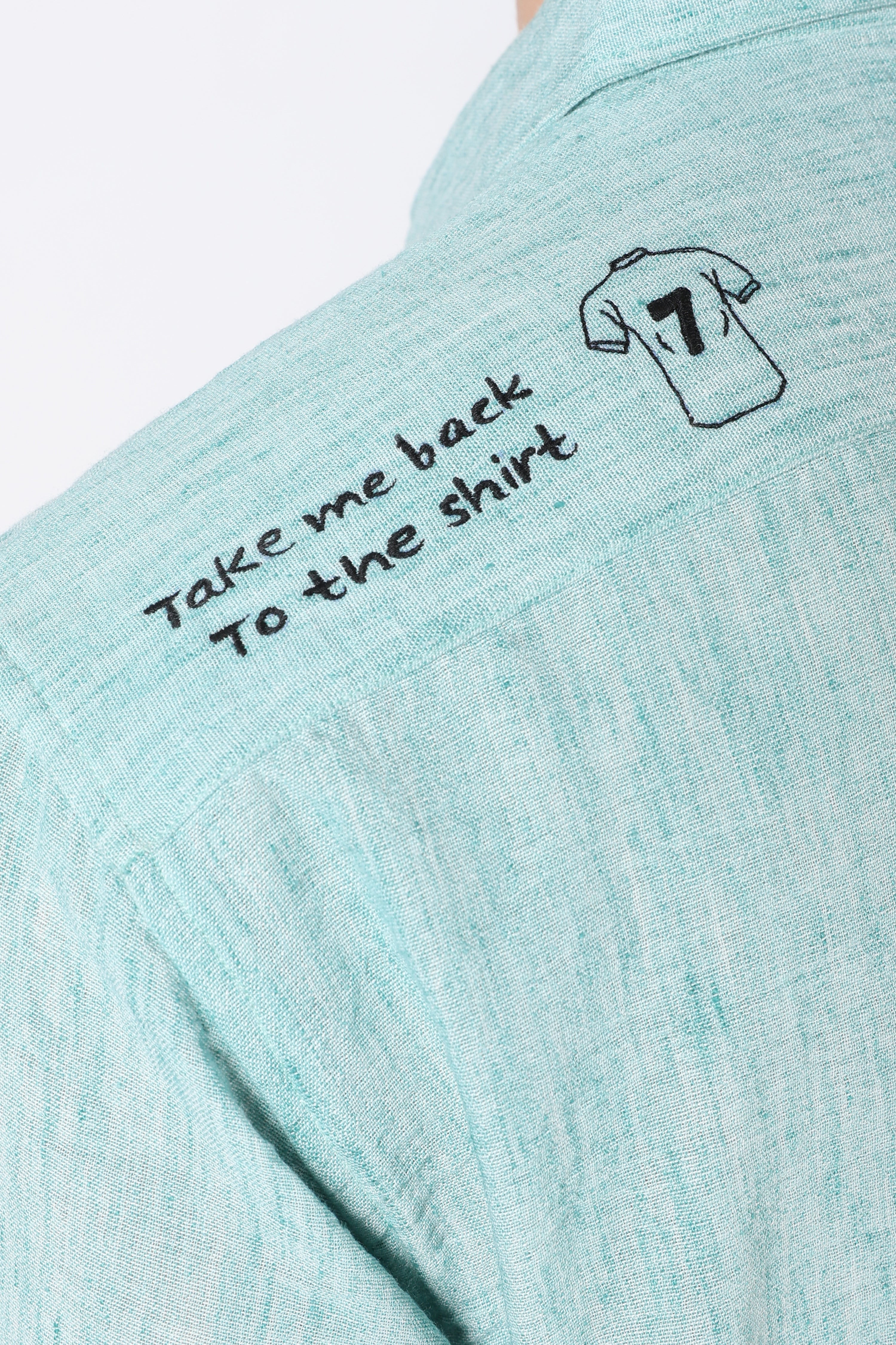 Final Whistle Cotton Regular Fit Sky Blue Embroidered Shirt