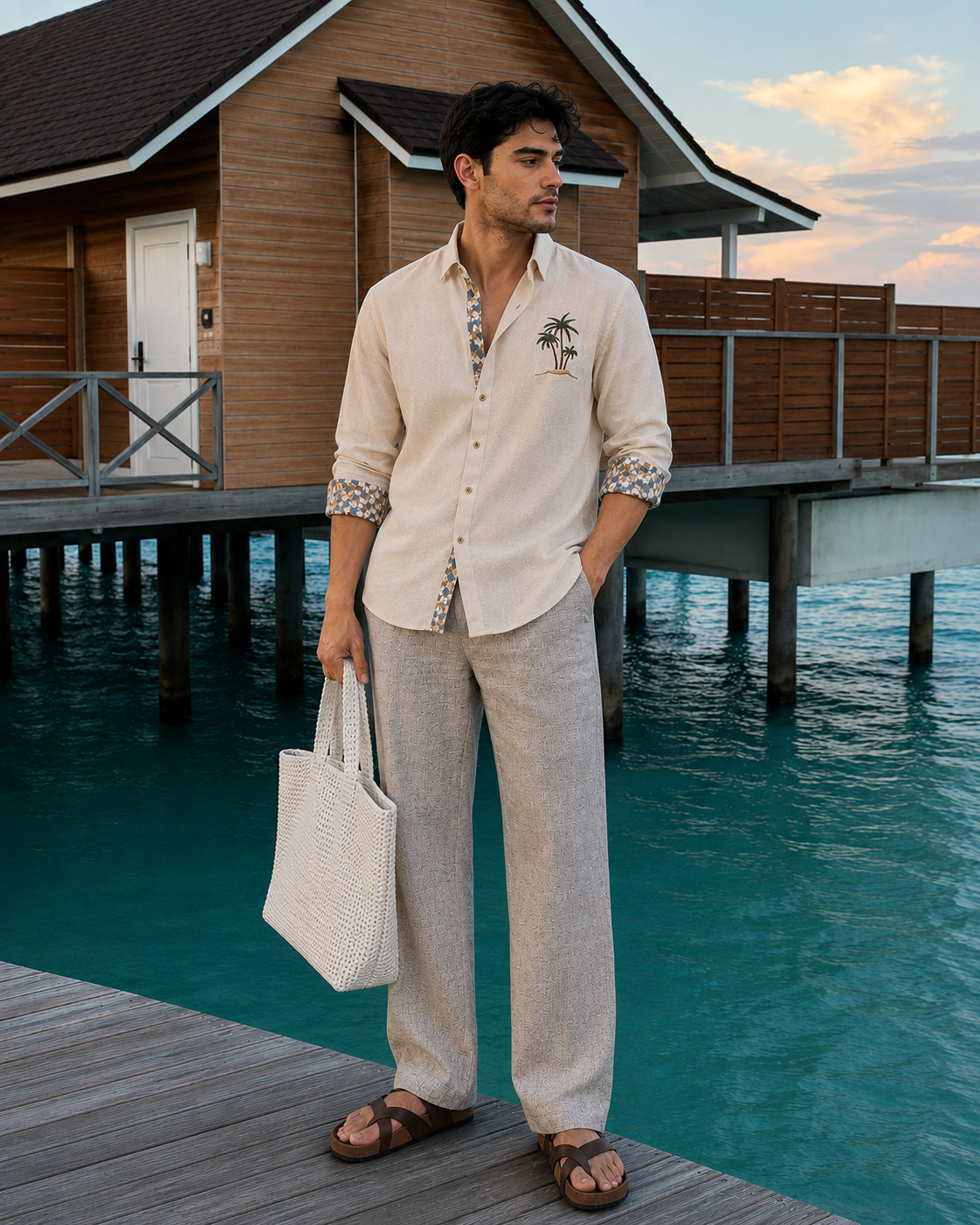 Beige & Brown 100% Cotton Co-ordinated Outfits for Men
