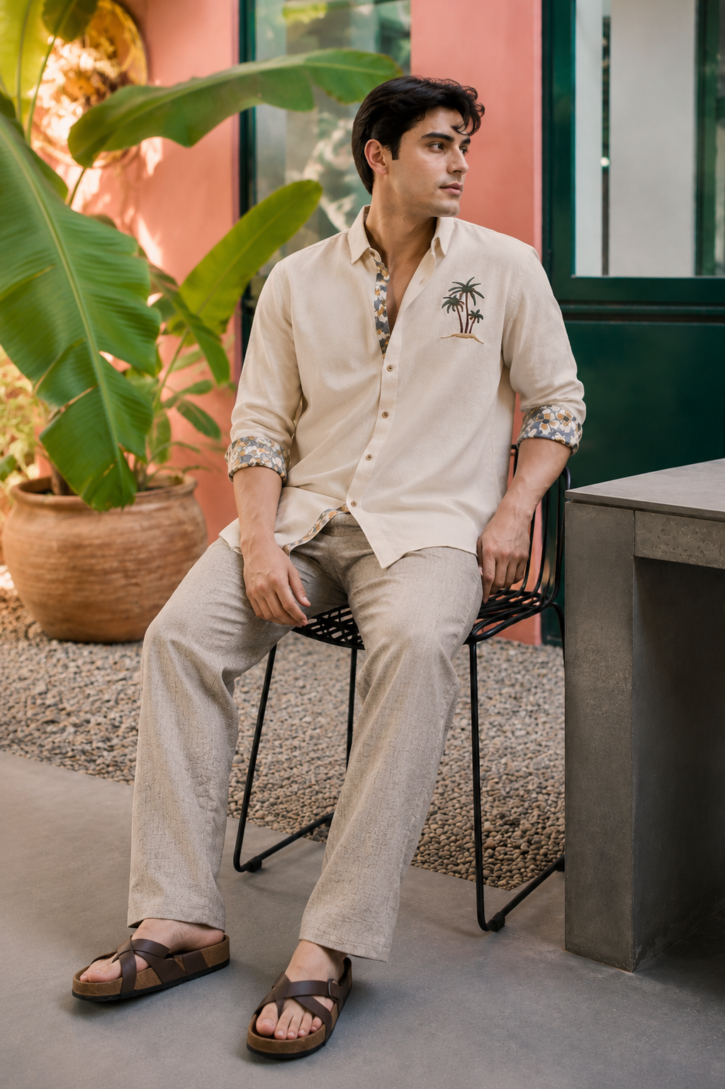 Beige & Brown 100% Cotton Co-ordinated Outfits for Men