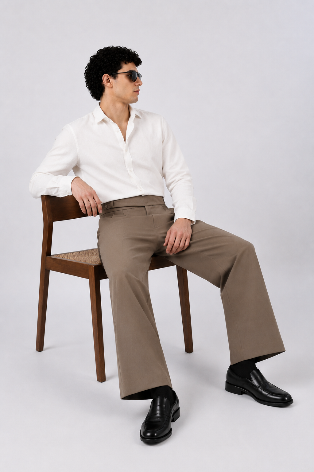 Taupe Tailored Khaki Straight Fit Pants