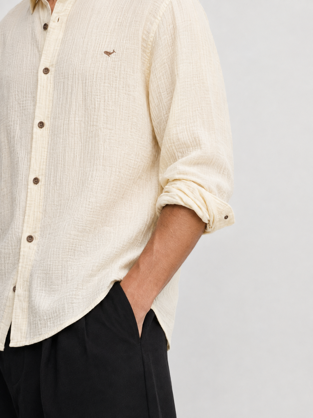 Delhi yellow Textured Double Cloth 100% Cotton Shirt