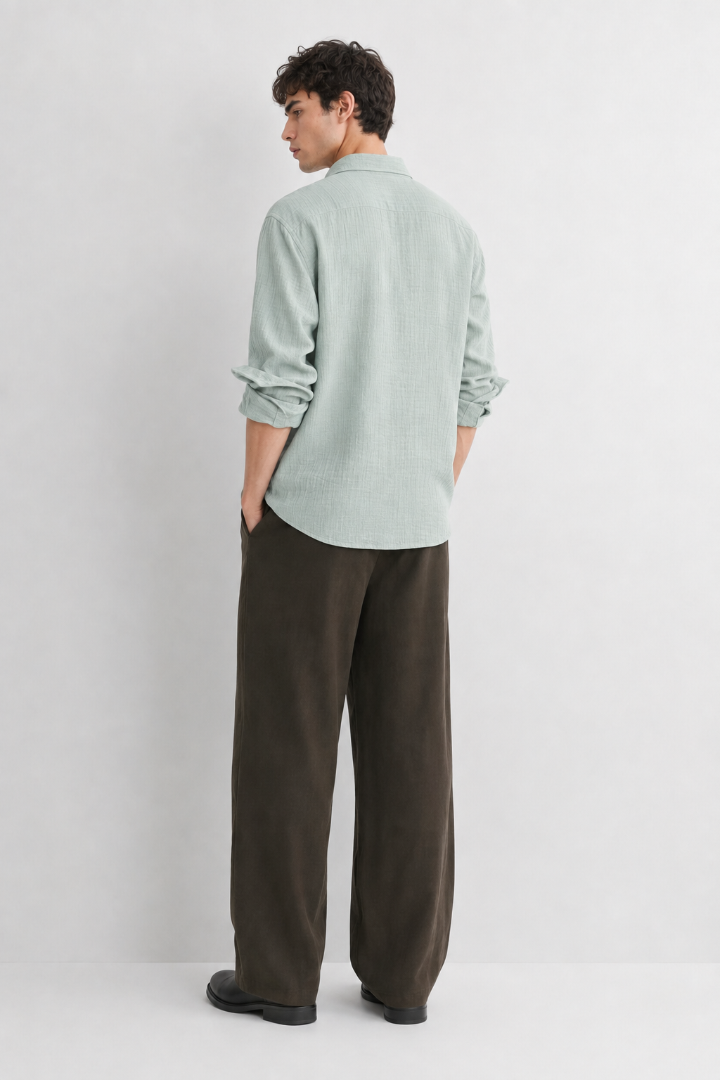 Pune Green Textured Double Cloth 100% Cotton Shirt