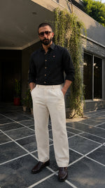 Black 100% Linen Cotton Co-ordinated Outfits for Men