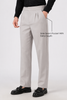 Italian Style Grey Pleated Straight Fit Pants
