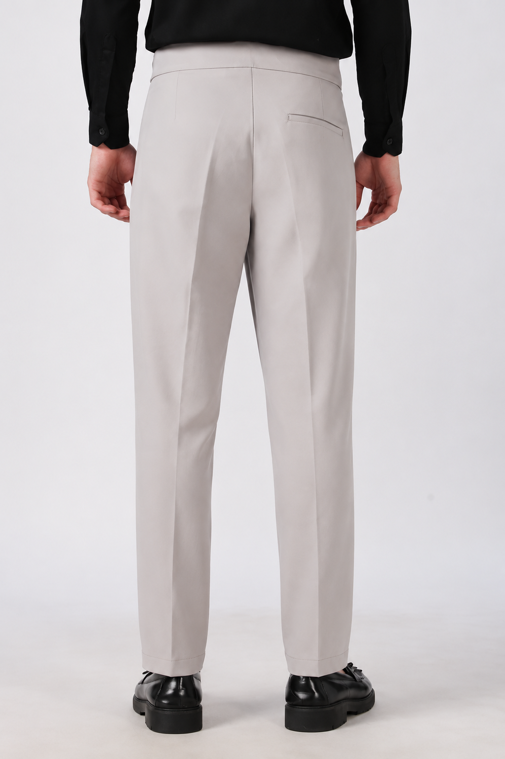 Italian Style Grey Pleated Straight Fit Pants