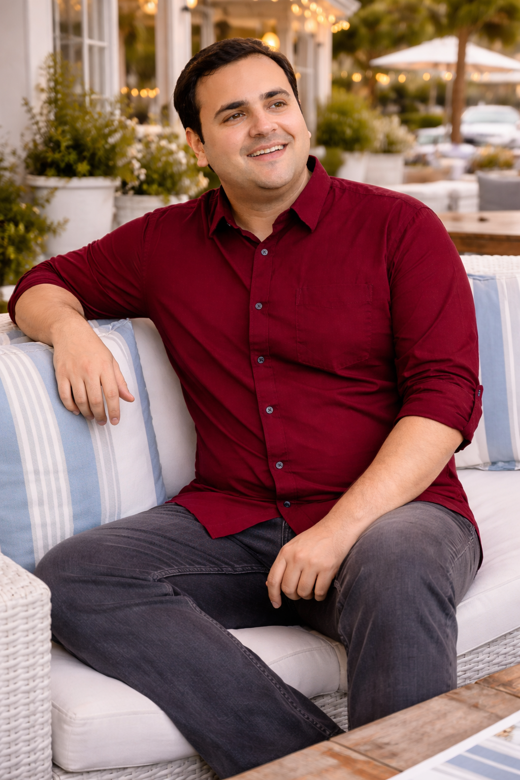 Burgundy Cotton Regular Fit Red Essential Shirt