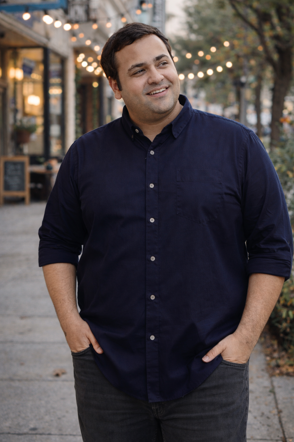 Midnight Stroll Cotton Regular Fit Blue Essential  Shirt