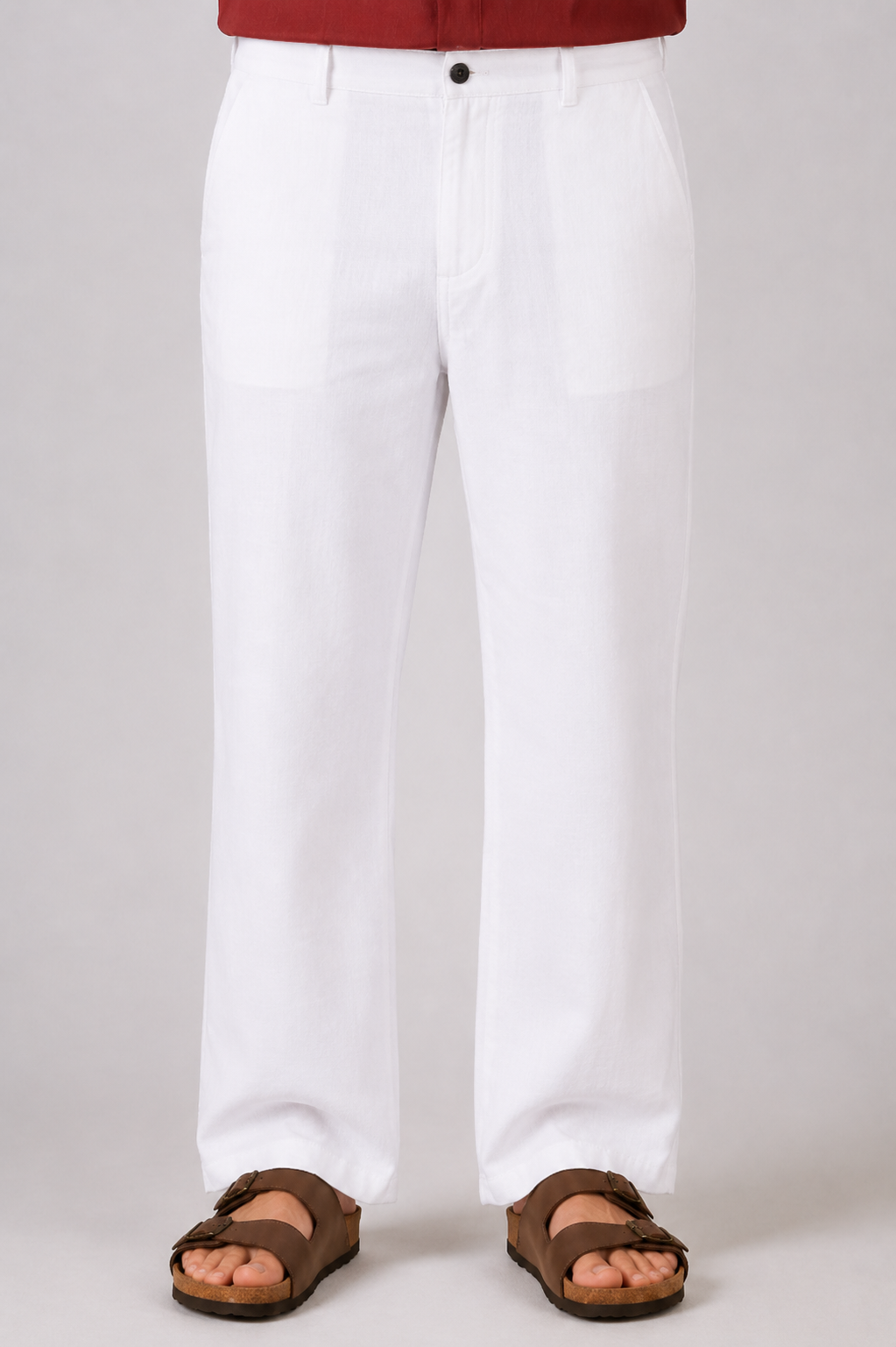 Classic Structured Parallel Fit White Pants