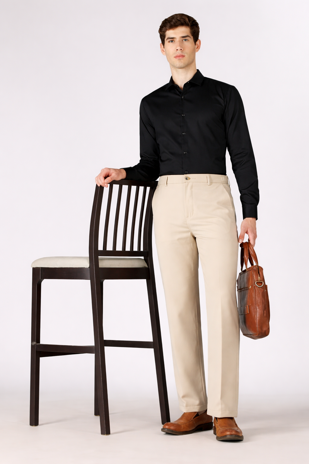 Classic Structured Parallel Fit Beige Pants