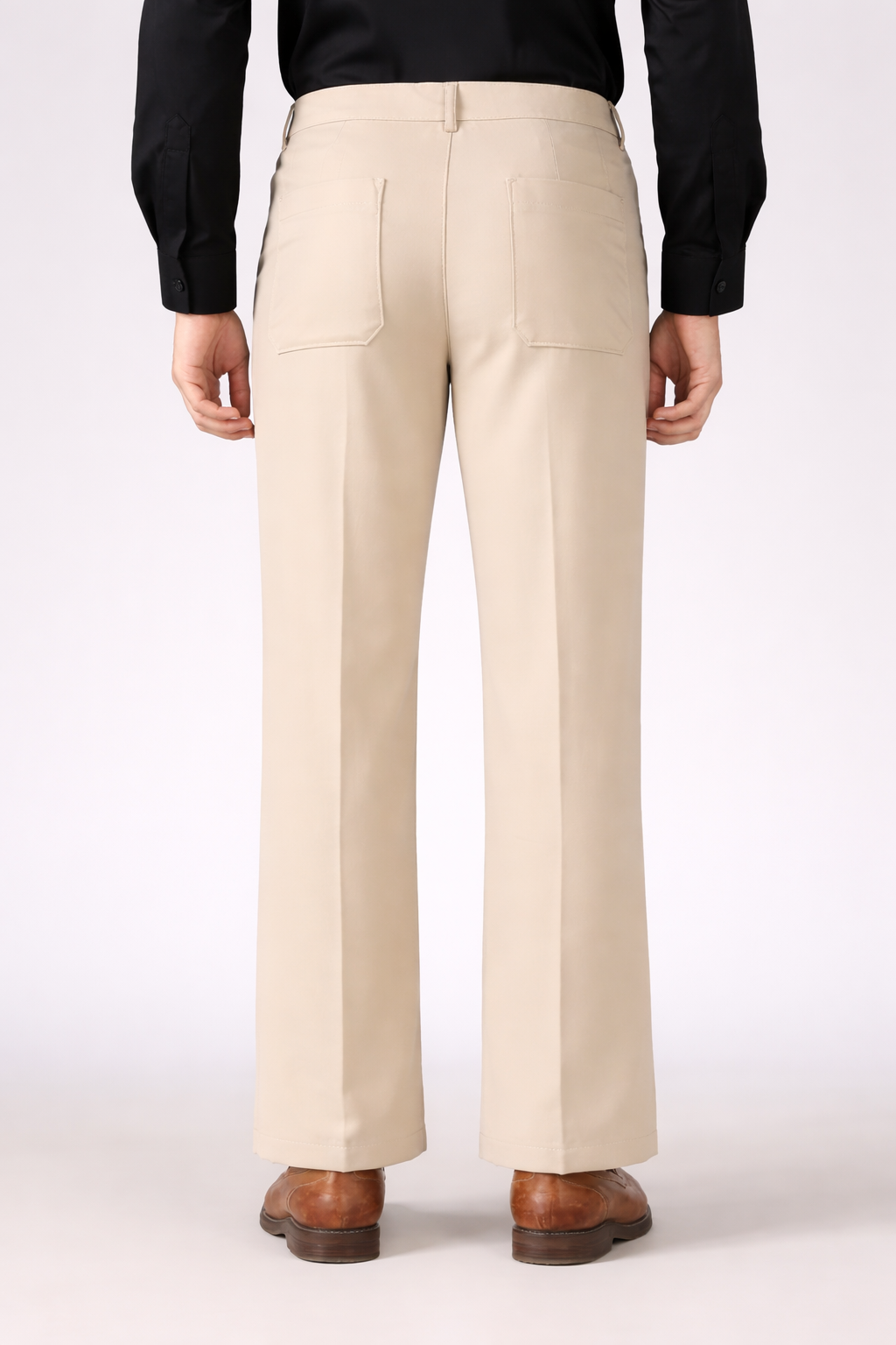 Classic Structured Parallel Fit Beige Pants