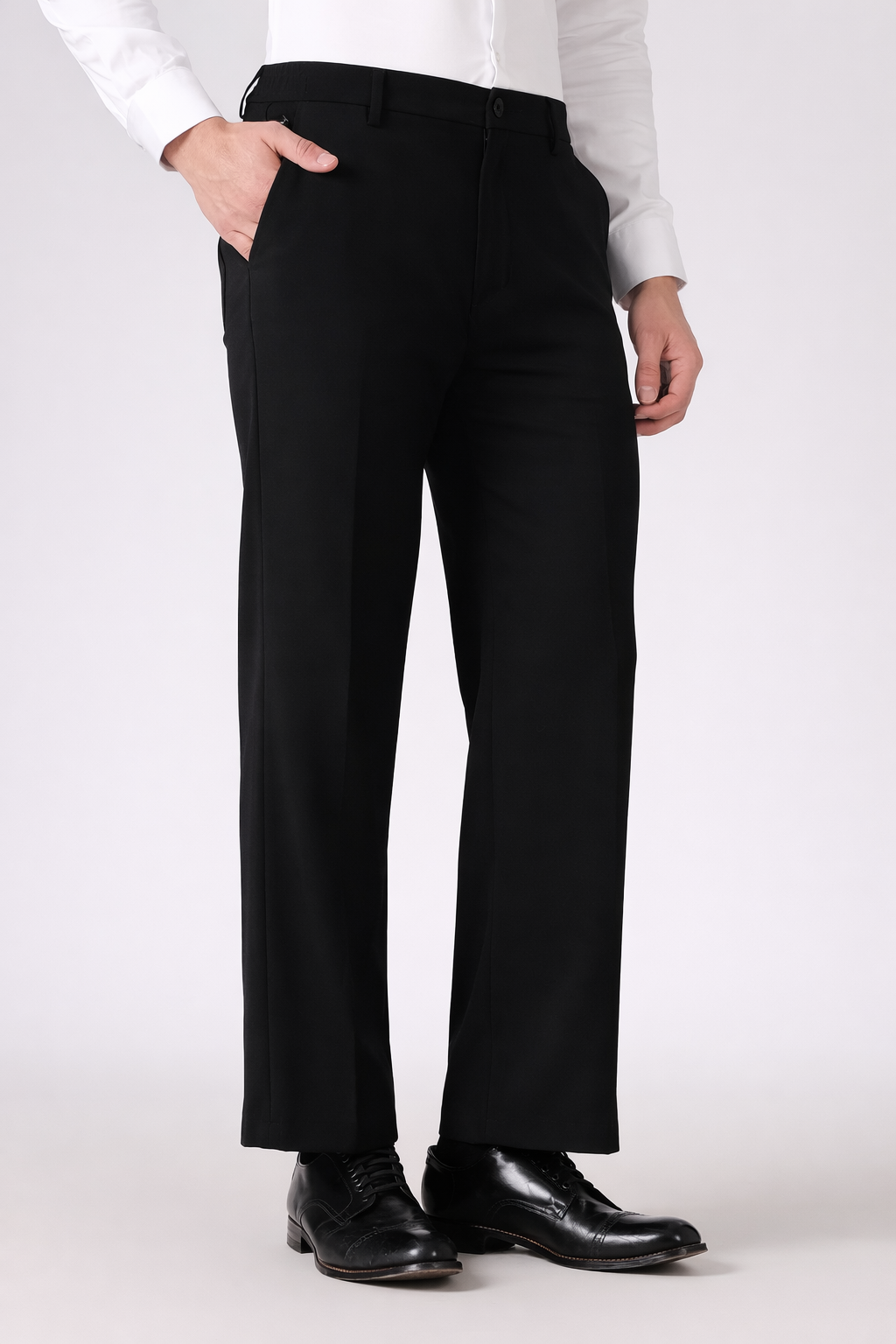 Classic Structured Parallel Fit Black Pants