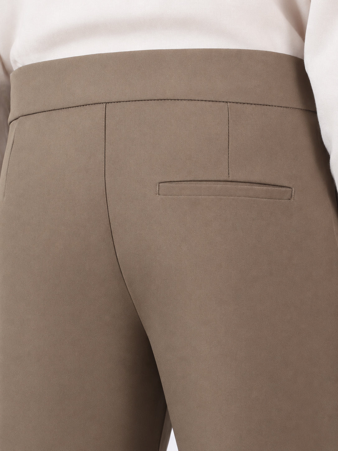 Taupe Tailored Khaki Straight Fit Pants