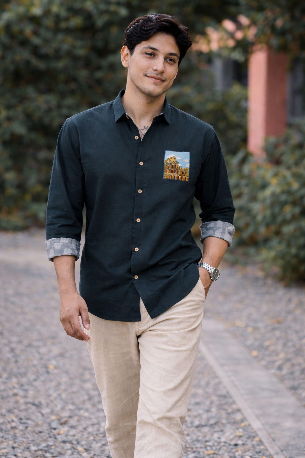 Roman Colosseum Vista Embroidered Shirt