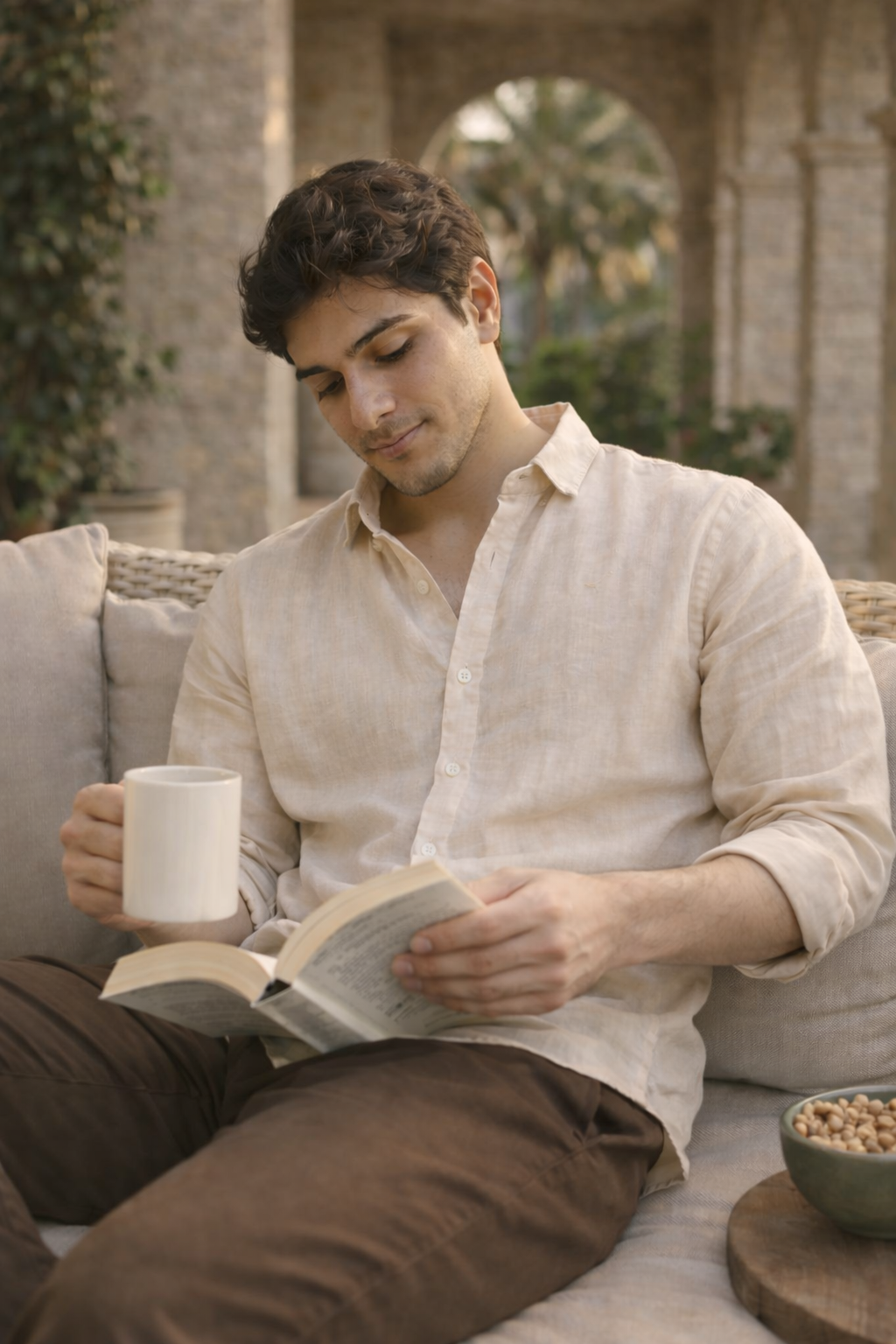 Light Beige 100% Linen 44 Lea Shirt