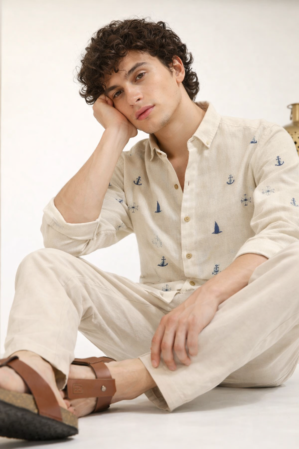 Anchors Aweigh Embroidered Coastal Shirt