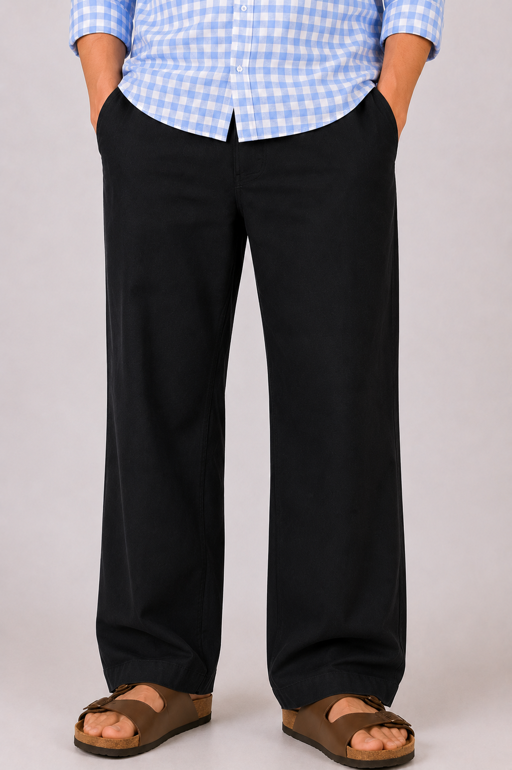 Classic Structured Parallel Fit Black Pants