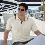 Ivory Riviera Knit Slim Fit Cream Polo T-Shirt