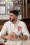 Crimson Phoenix Cotton Regular Fit White Embroidered Shirt