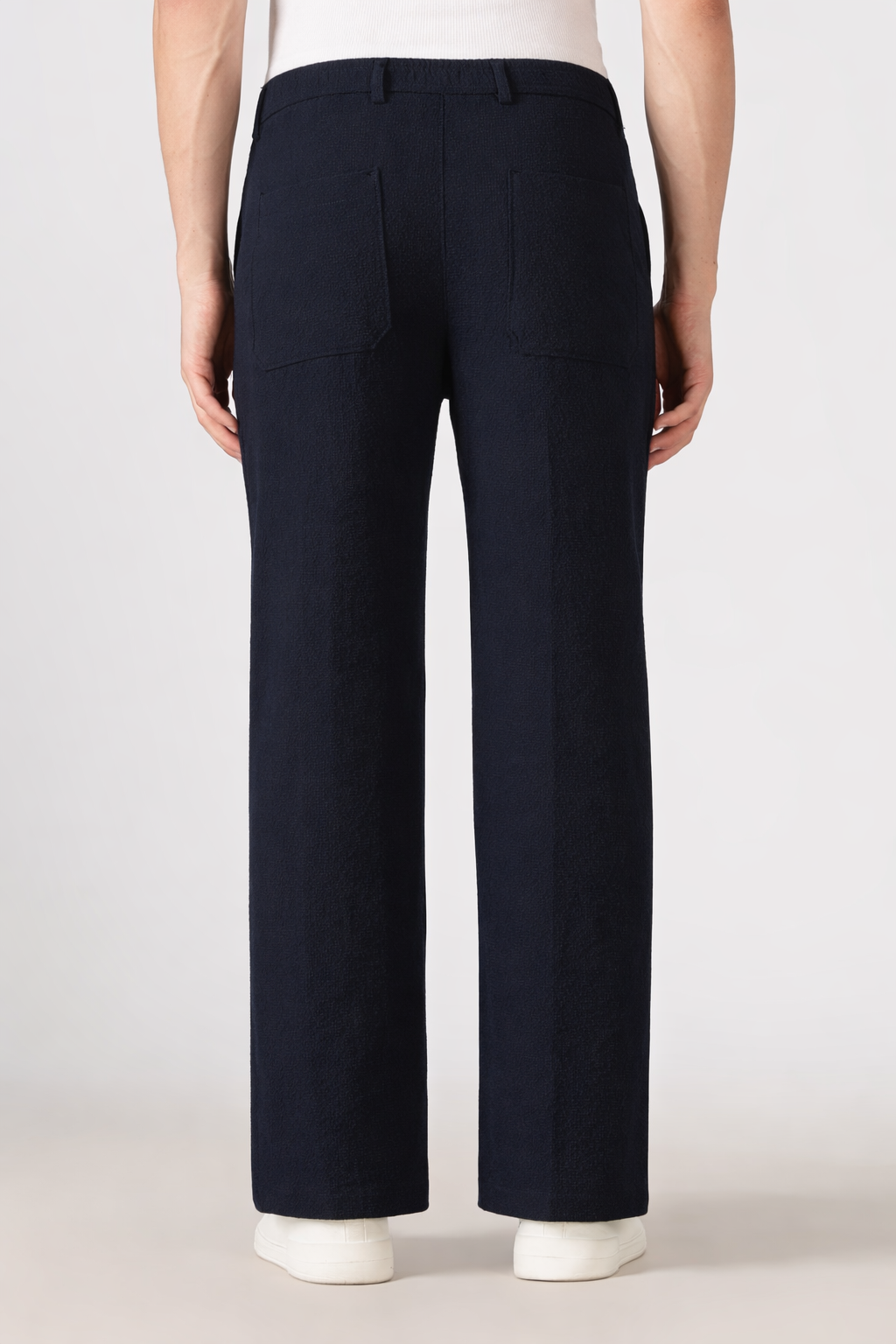 Seer-sucker 100% Cotton Parallel Fit Navy Blue Pants