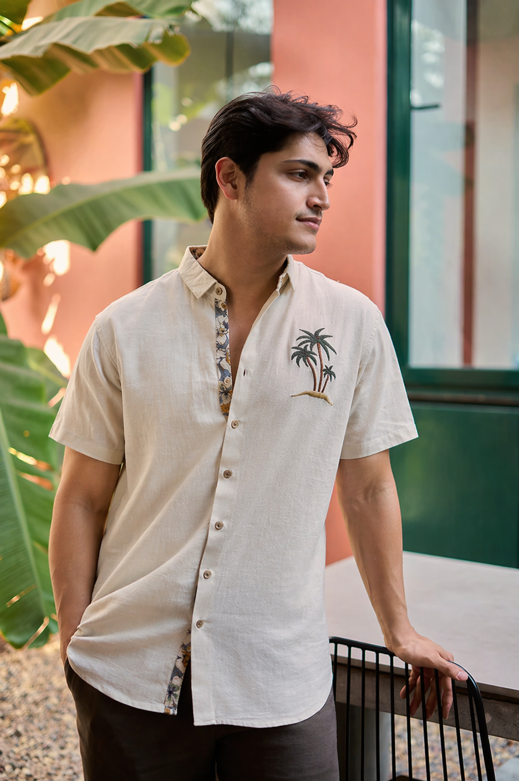 Caribbean Biege 100% Cotton Co-ord Set outfit for men
