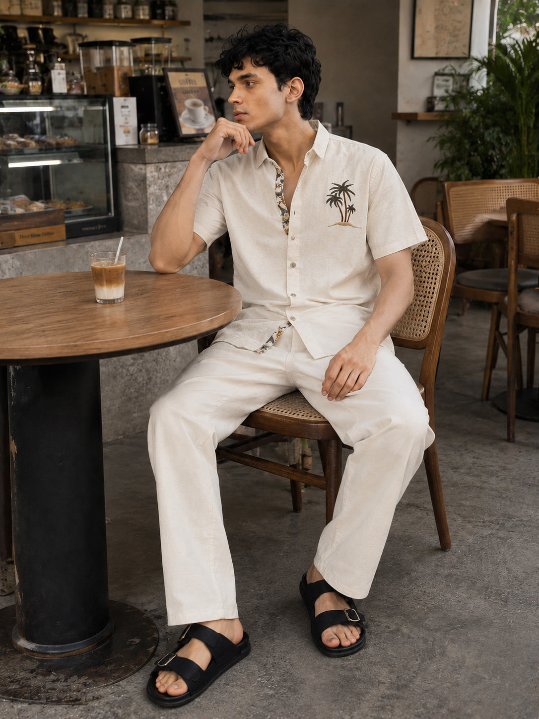 Caribbean Biege 100% Cotton Co-ord Set outfit for men