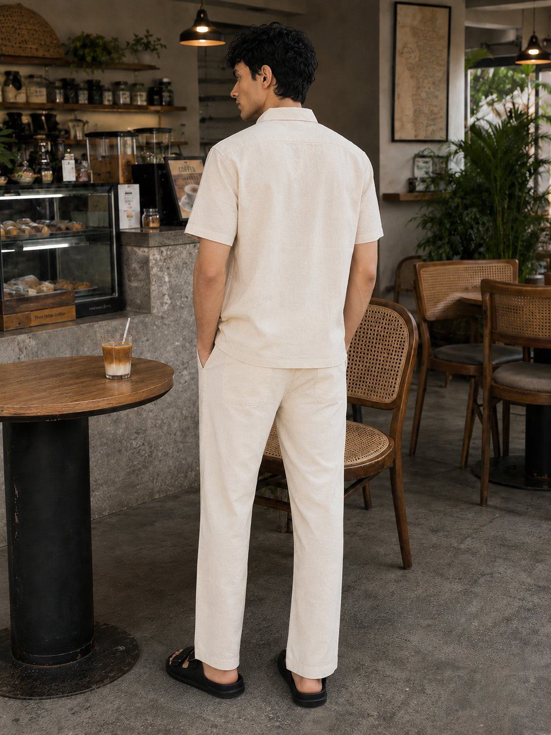 Caribbean Biege 100% Cotton Co-ord Set outfit for men
