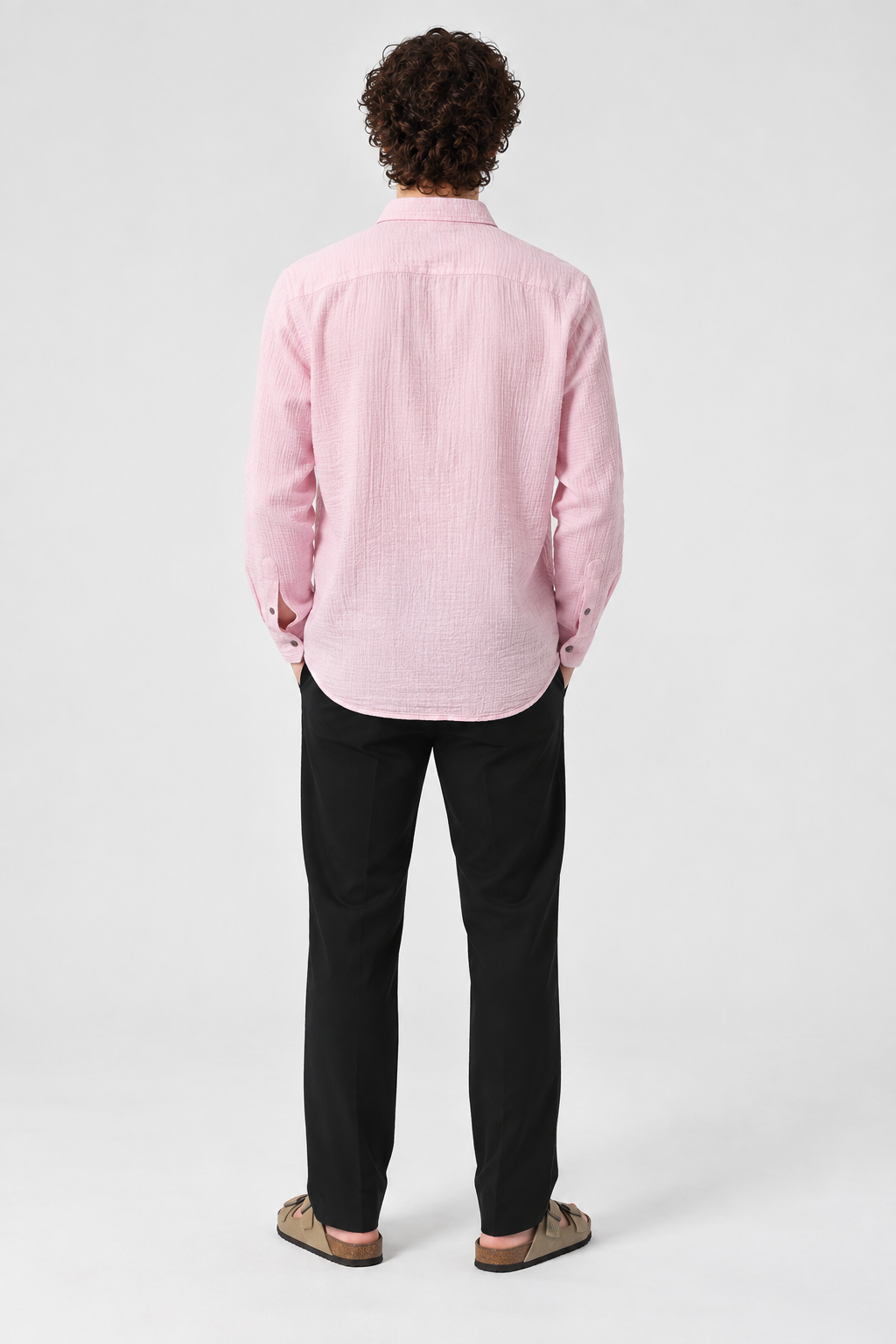 Traveller's favourite Regular Fit 100% Cotton Muslin Double Cloth Pink Embroidered Shirt